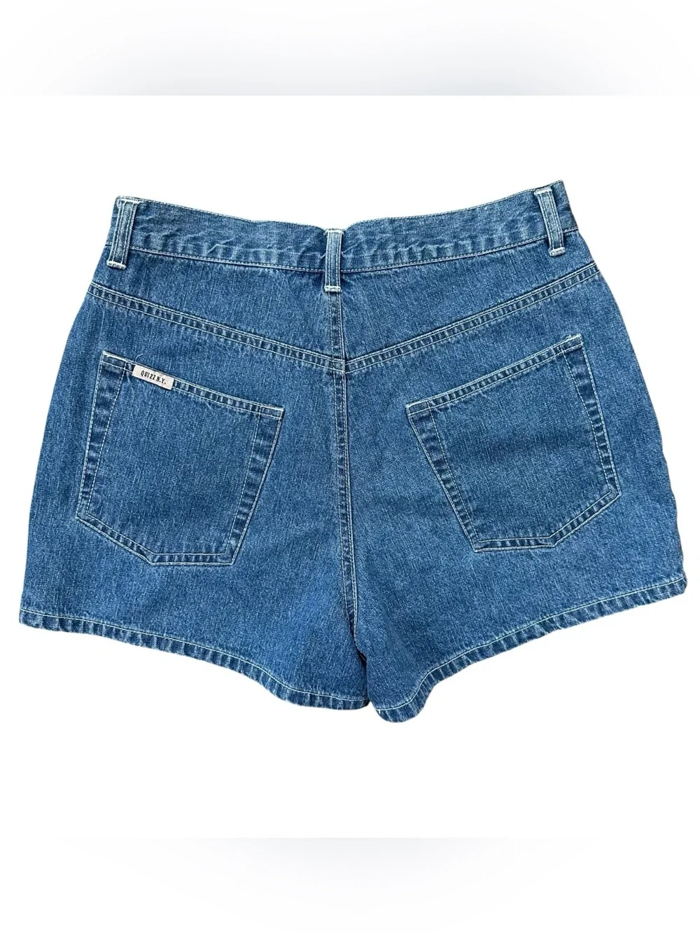 Vintage 90s Medium Wash High Rise White Floral Embroidered Denim Shorts Size 7/8
